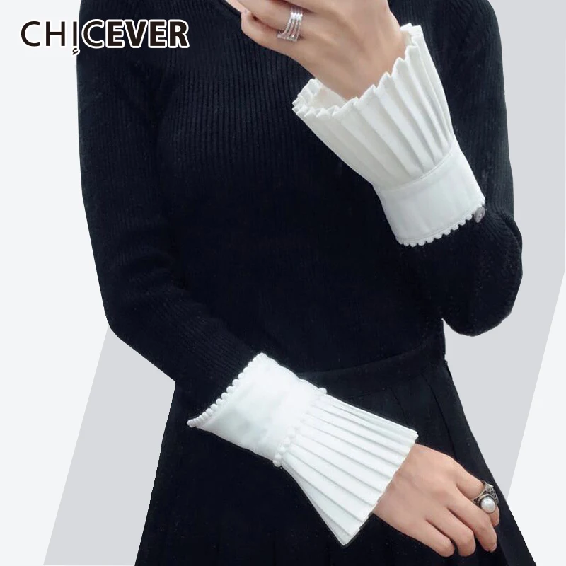 CHICEVER 2020 весенние модные женские перчатки с бусинами плиссированные оборки белые