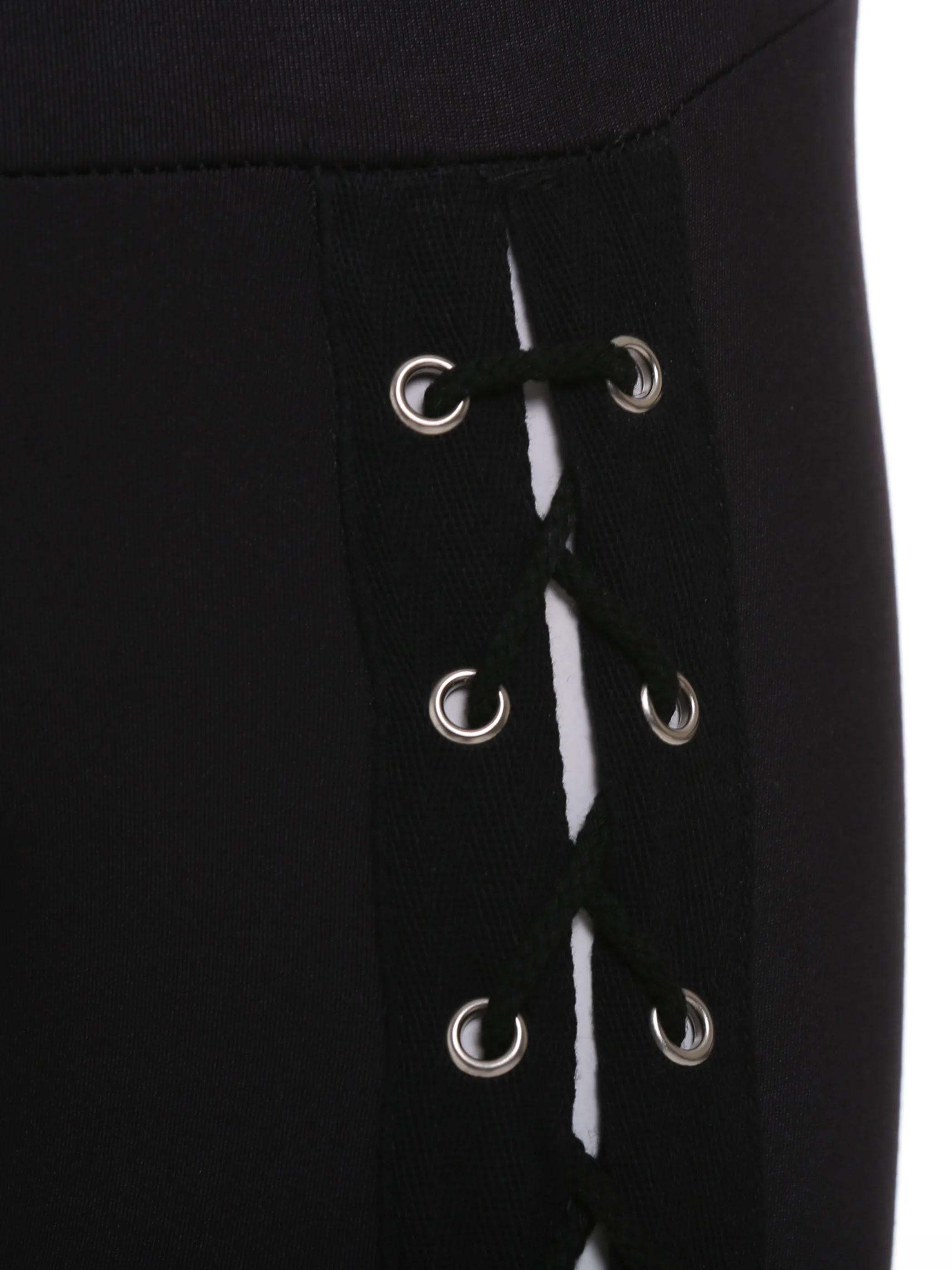 Готические леггинсы черные штаны женские весенние тонкие на шнуровке уличная