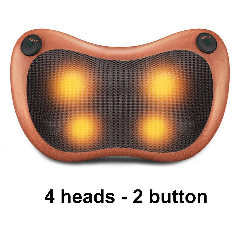 brown 2button 4head 12/8/6/4 глав массажная подушка сзади массажер для шеи шиацу боли автомобиля домой талии тело Электрический массажер - Цвет: brown 2button 4head