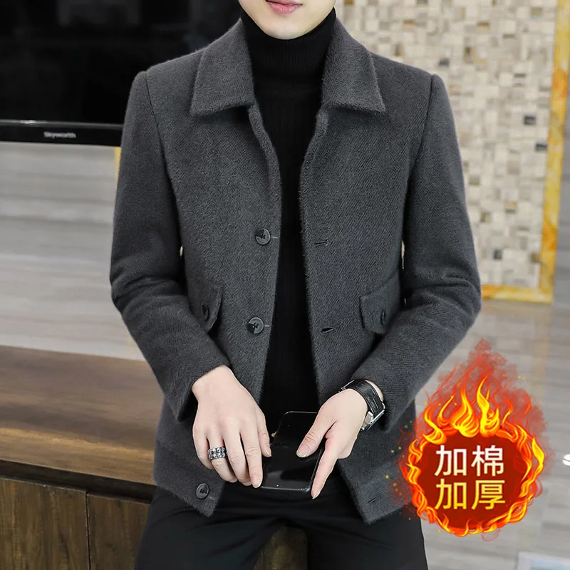 Новинка зимняя куртка из искусственной норки Смешанная шерстью мужской короткий