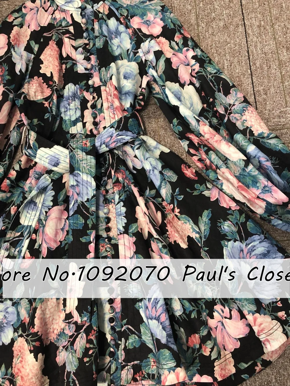 Женское платье-блузон с рукавами, черное, цветочное, Rouleau, короткое платье, воротник-стойка, с высоким вырезом, льняное мини-платье