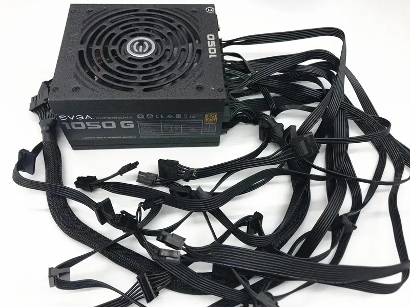 Б/у оригинальный EVGA 1050G полный модуль 80plus ЗОЛОТОЙ Сертифицированный блок питания