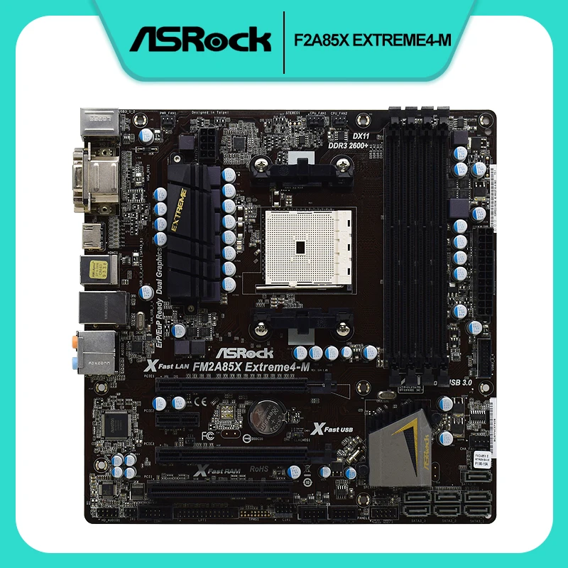 

Для материнской платы ASRock FM2A85X Extreme4-M оригинальная материнская плата FM2 AMD A85X (Hudson D4) SATA 6 ГБ/сек. USB 3,0 HDMI mикро ATX AMD