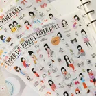 6 листовпартия, милые карандаши, рисование девушек, мини ПВХ, прозрачные корейские наклейки, бумажные хлопья, Детские декоративные карточки, Канцтовары