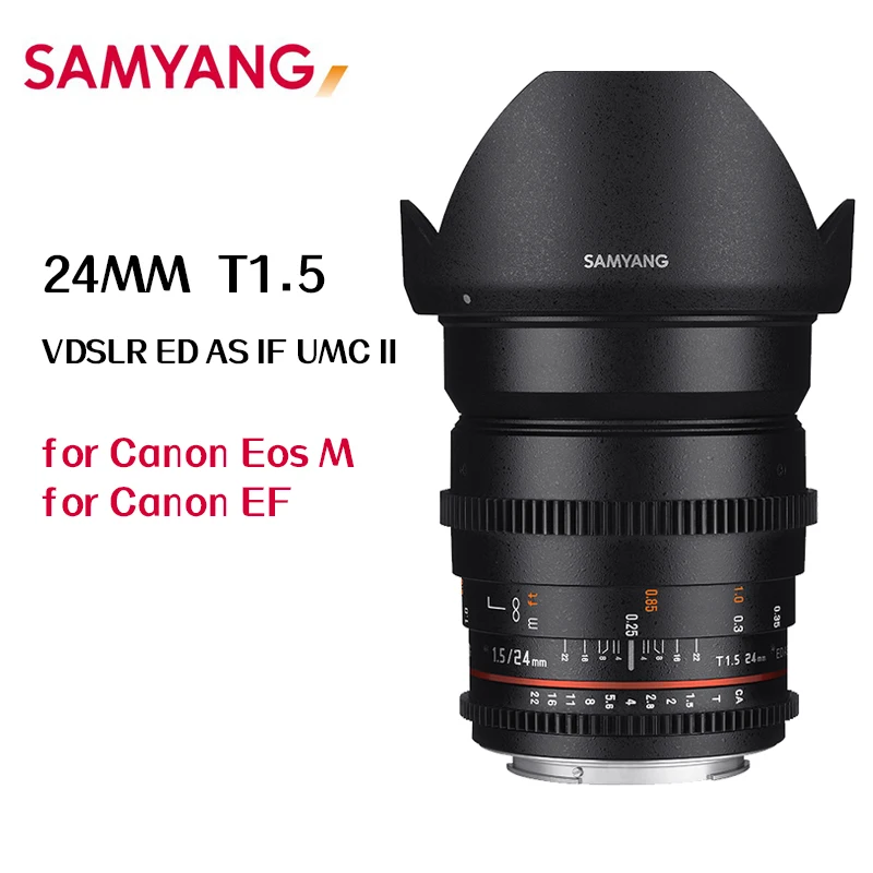 Широкоугольный Полнокадровый объектив Samyang 24 мм T1.5 II Cine для Canon M RF SLR Micro |