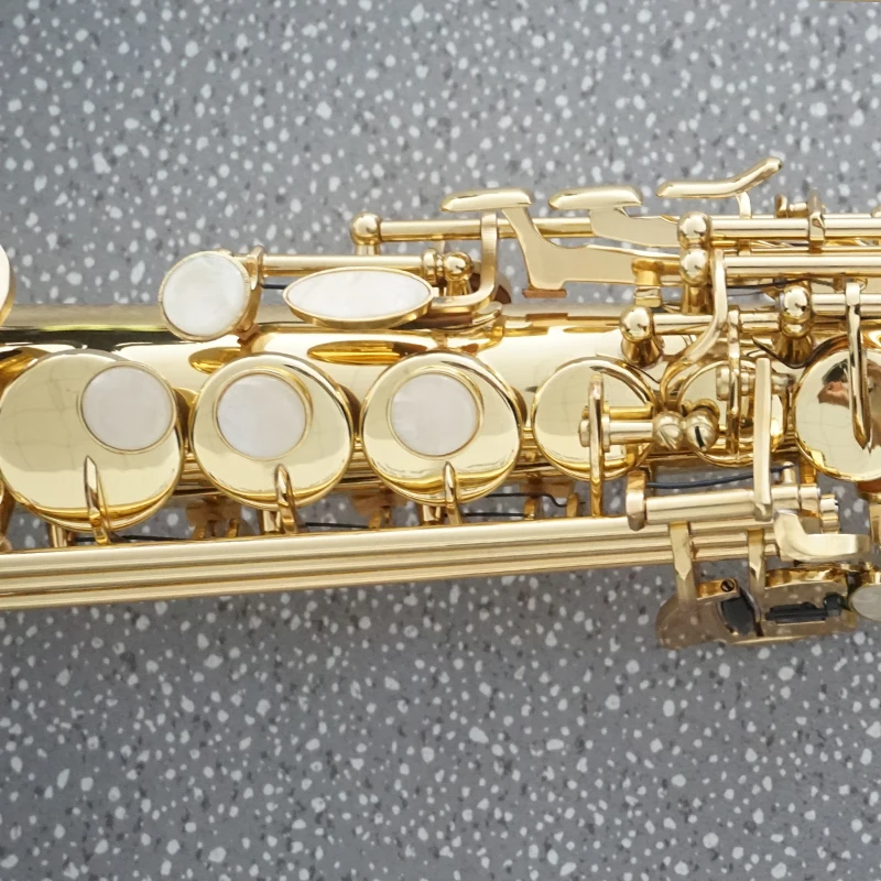 Латунный прямой сопрано саксофон Bb B плоский деревянный духовой инструмент
