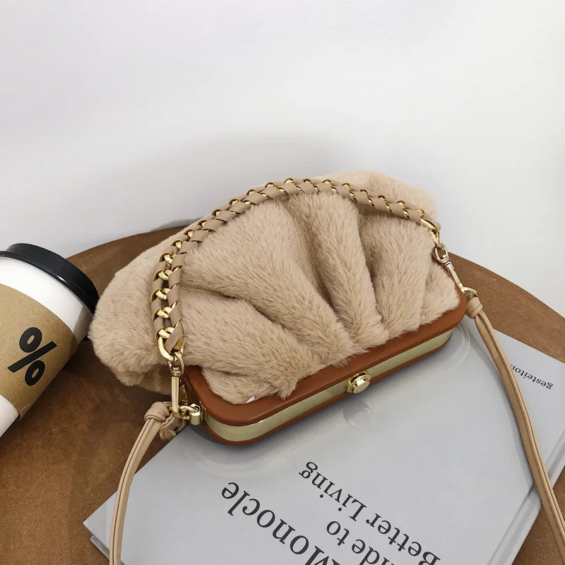 

Faux Fur Small Soft Crossbody Bags for Women 2020 Winter Trend Shoulder Handbags Women's Branded Trending Luxury Warm Handbag