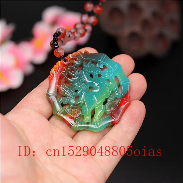 Натуральный Цвет Китайский нефритовый кулон с лошадкой модные бусы ожерелье
