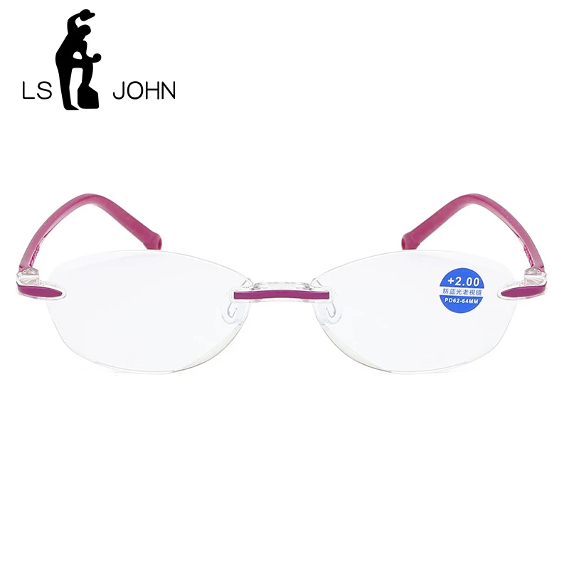 LS JOHN очки для чтения без оправы с защитой от синего света ультралегкие