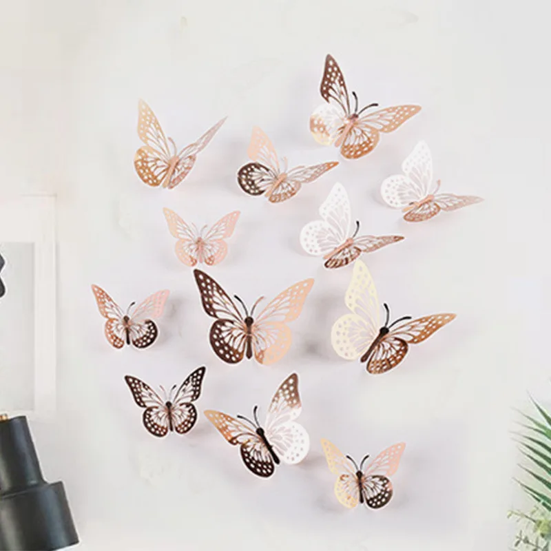 3D наклейки на стену в виде бабочек украшение для дома имитация наклейка спальни
