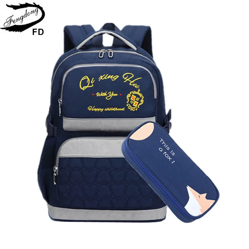 Fengdong школьные ранцы для мальчиков и девочек набор детских ручек-карандашей