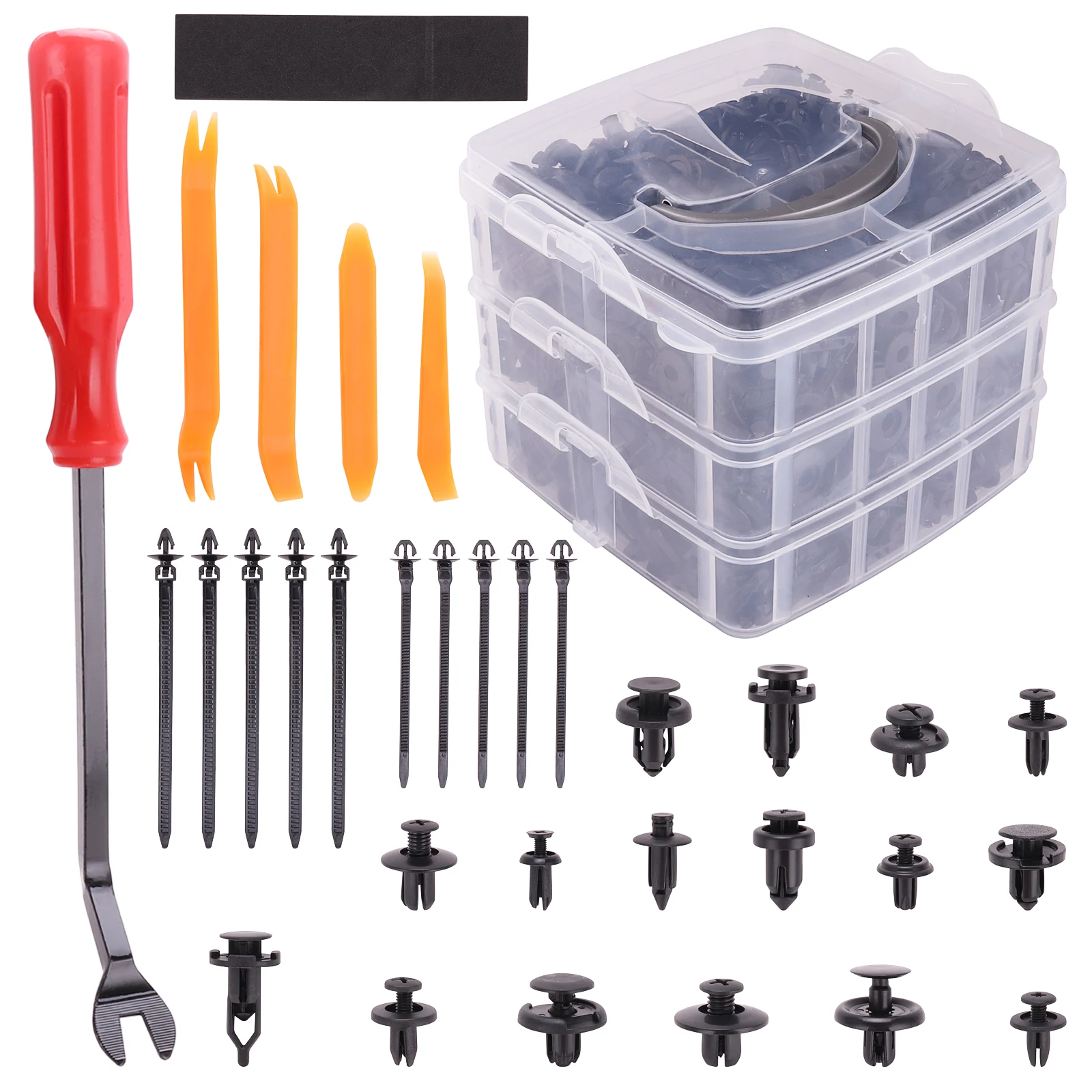 

620PCS 16 Sizes Fender Clips Nylon Bumper Fender Trim Panel Clips Fastener Rivet Retainer Clips with Fasteners Remover