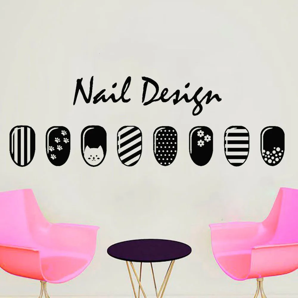 

Beauty Nail Design Vinyl Wall Decal Polish Manicure Fashion Wall Stickers For Nails Store Modern Home Interior Design W551
