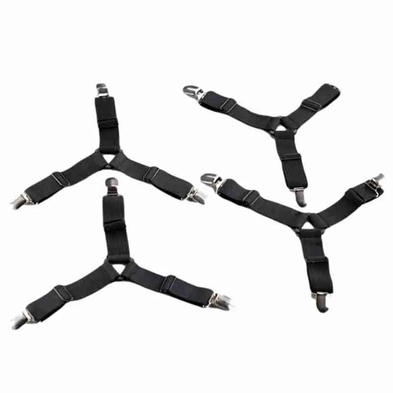 

4Pcs Adjustable Bed Sheet Clip Fasteners Straps Grippers Suspender Cord Hook Loop Clasps Adjustable Elastic Mattress Cover Tools