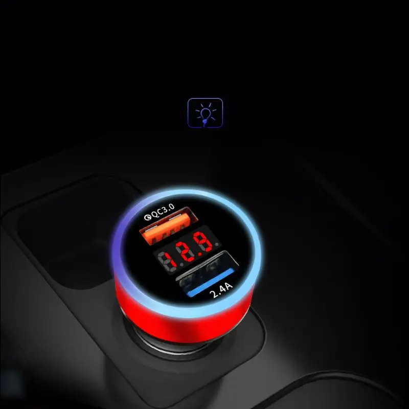 12V/24V Dual Ports QC 3.0 USB Car Fast Charger Cigarette Lighter Digital LED Voltmeter Power Adapter for Mobile Phone Tablet GPS |