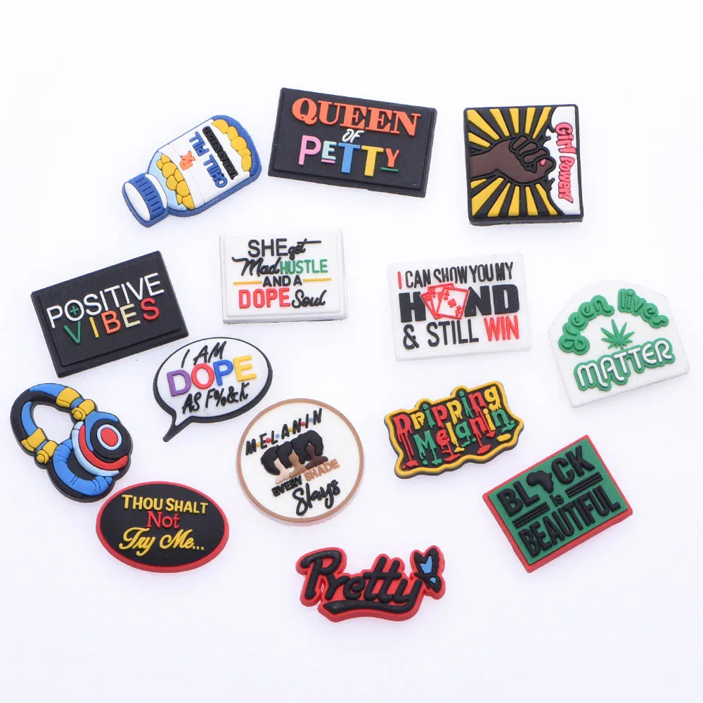 1 pcs Black Girl Magic Croc Charms BLM PVC Shoe Accessories for Clog Sandals Girls Buckle Decorations Kids Party Gifts