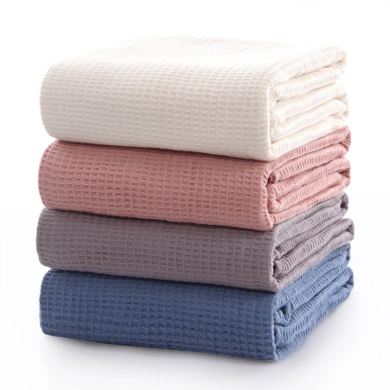 

New Solid color Gauze Throw Blankets Nap Warm Comfortable Air Conditioning Blanket Car/Travel/Office High Quality Cotton Blanket