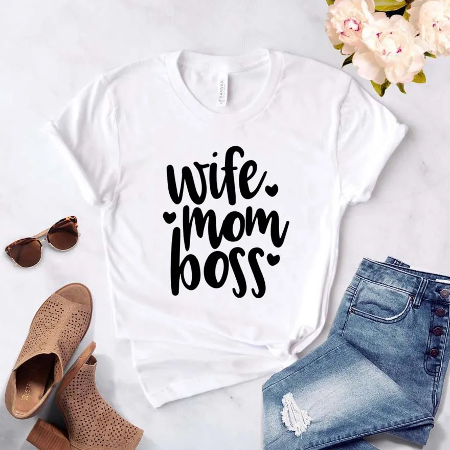 

Women Tshirt Wife Mom Letters Print Casual Funny T Shirt For Lady Girl Top Tee Funny T Shirt Women 90s Streetwear