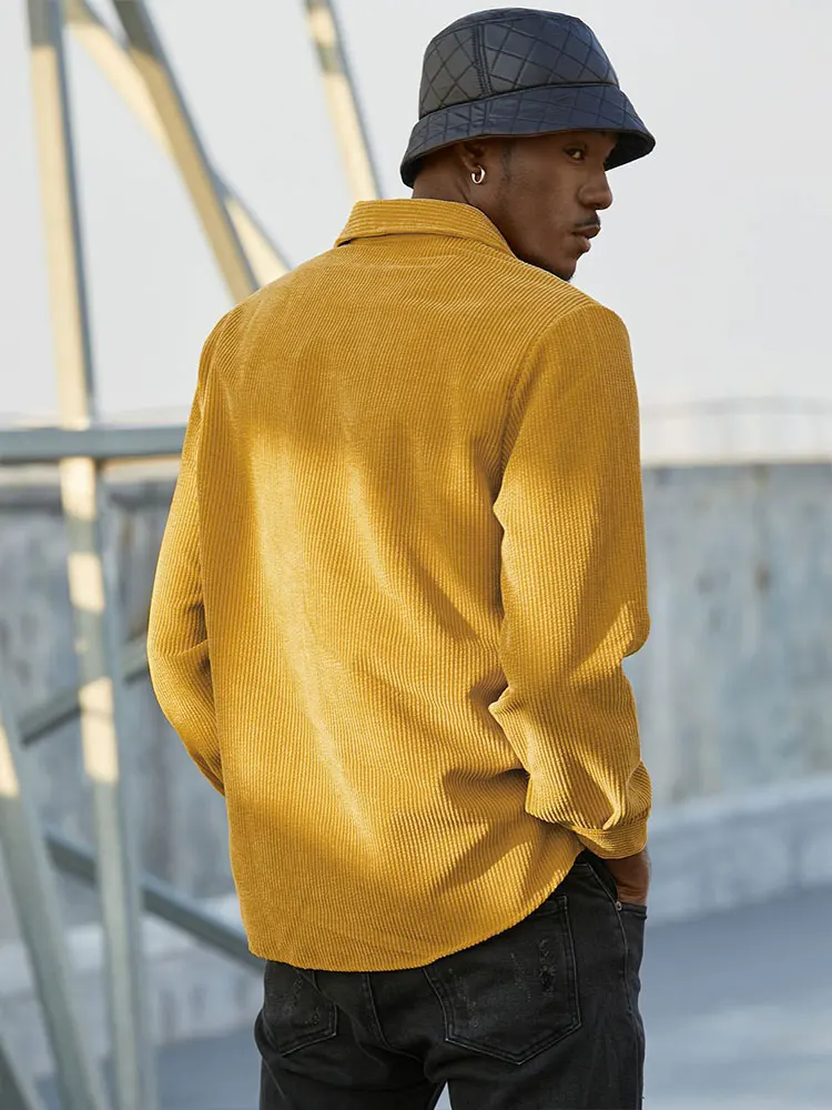 Мужская Вельветовая рубашка с длинным рукавом Повседневная в японском стиле