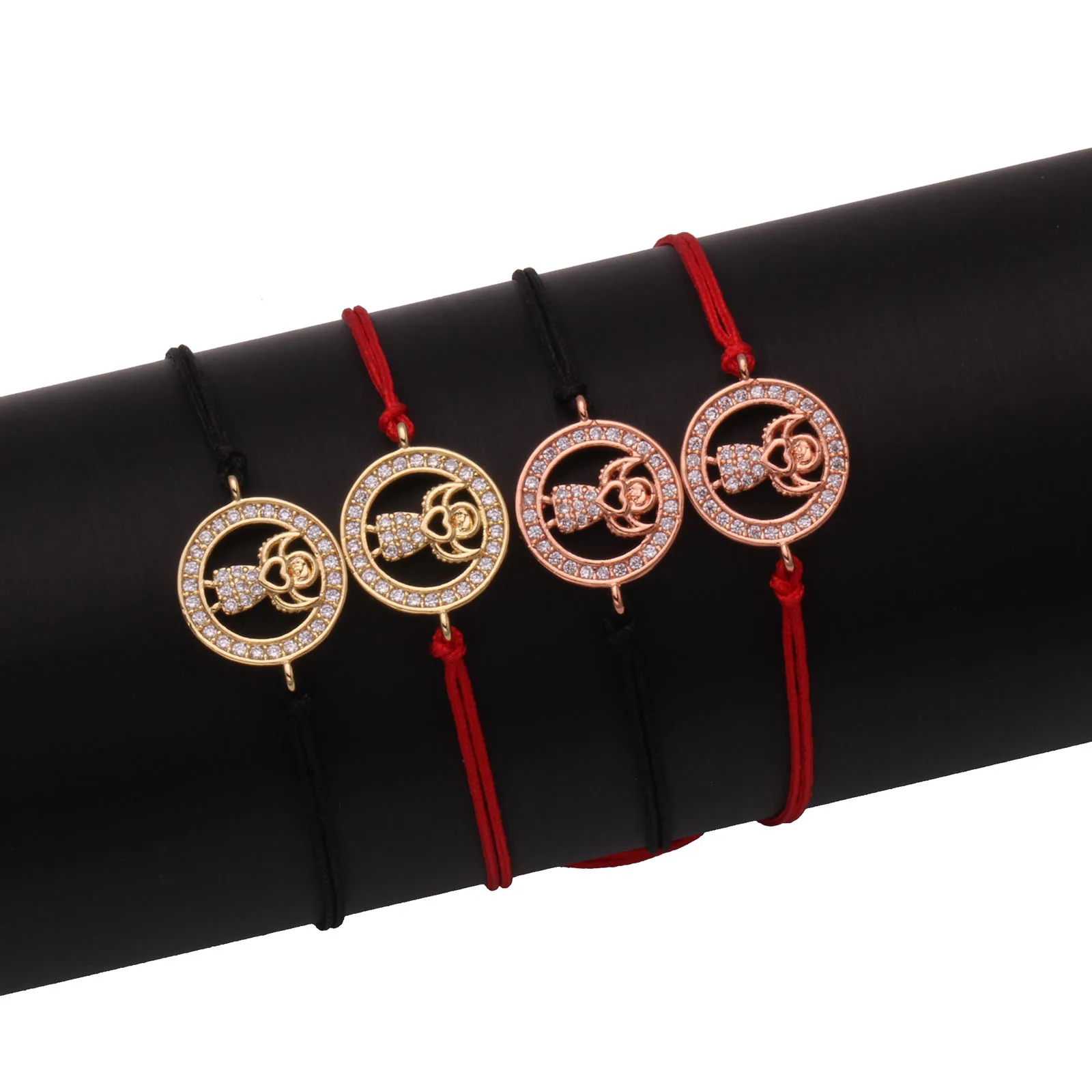 Белая кубическая цирконная ангел с любящее сердце Круглый браслет для женщин 2020