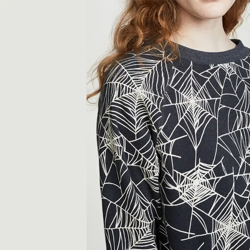 

Women Girl Long Sleeve Scary Halloween Spider Web 3D Digital Print Round Neck Pullover Tops Casual Loose Party Shirts