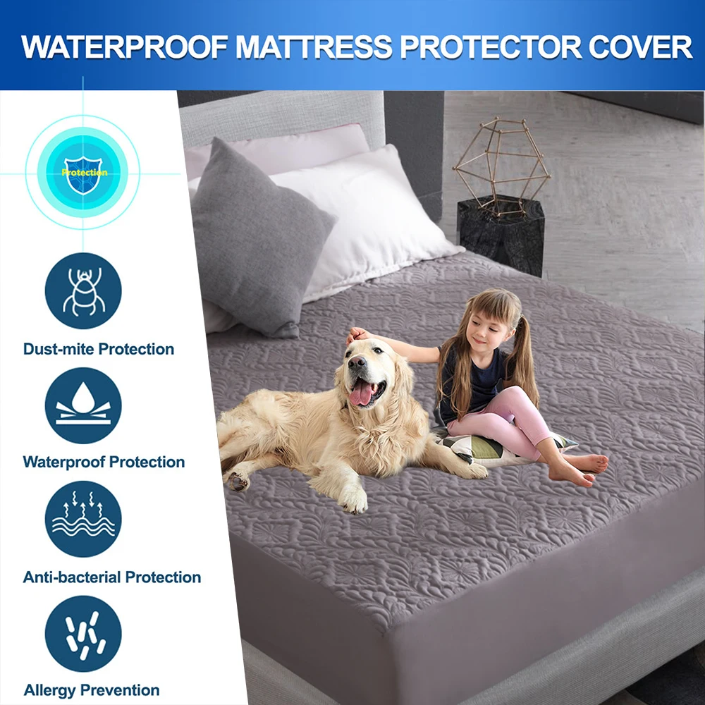 

Comfortable Solid Color TPU Coating Waterproof Mattress Protector Fitted Sheet Style