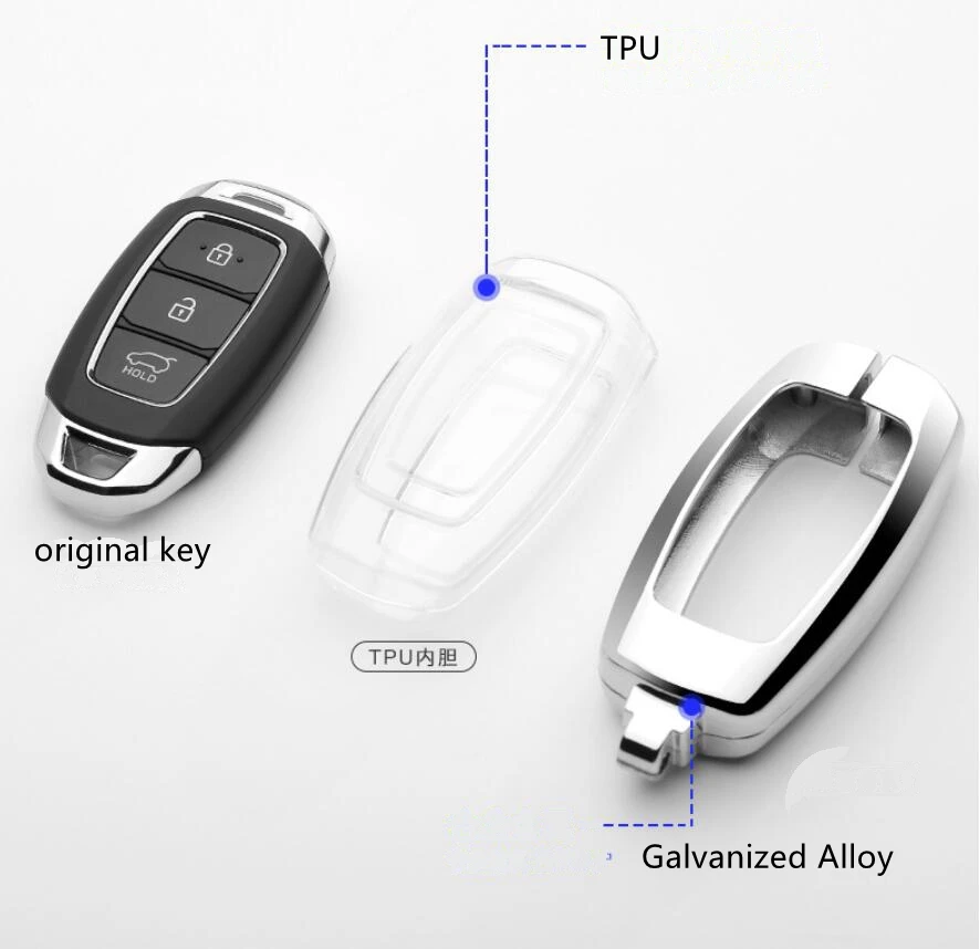 Чехол для автомобильного ключа Hyundai IX35 IX25 I30 KONA KAUAI Solaris Azera Elantra Accent Santa Fe 2017 2018 2019 Smart