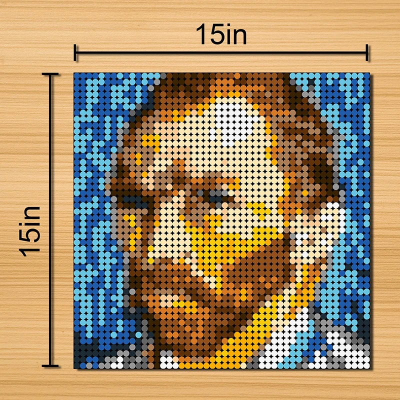 

Van Gogh self-portrait 2304pcs Pixel Mosaic Art Painting Building Blocks Painted Background Indoor Decorations Blocks Toys