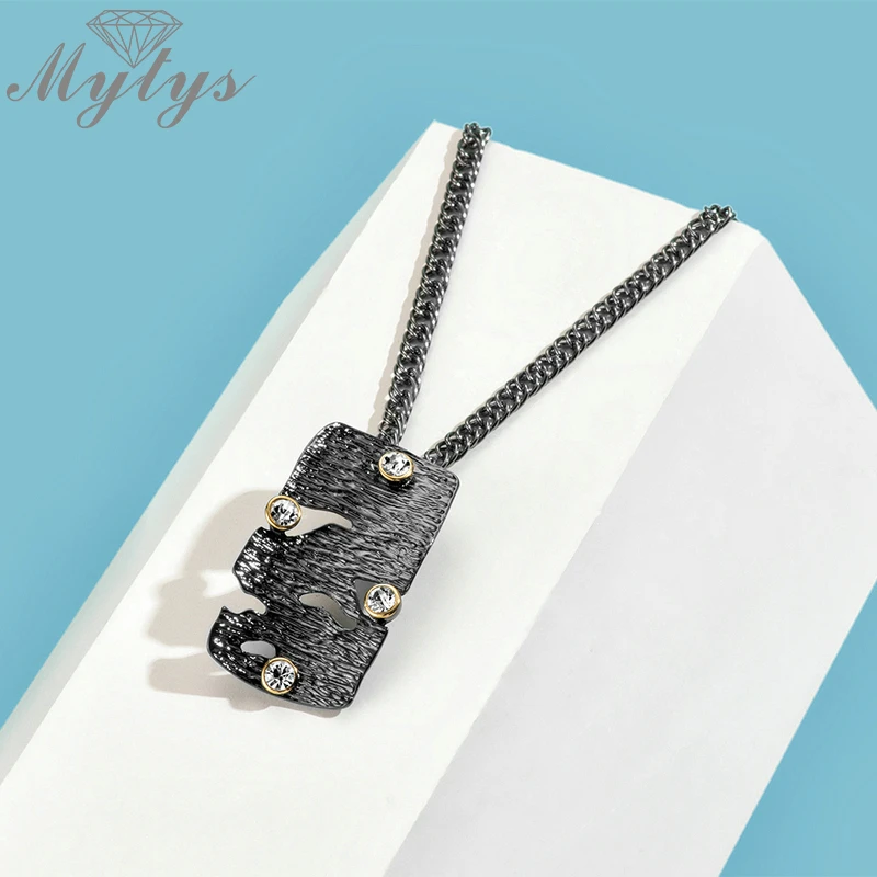 Mytys два стиля антикварное ожерелье черный цвет геометрическое квадратное дерево