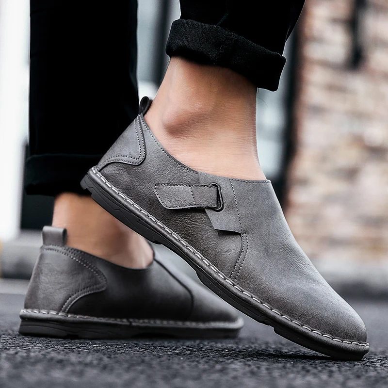 Мокасины мужские из натуральной кожи туфли для вождения без застежки мягкие