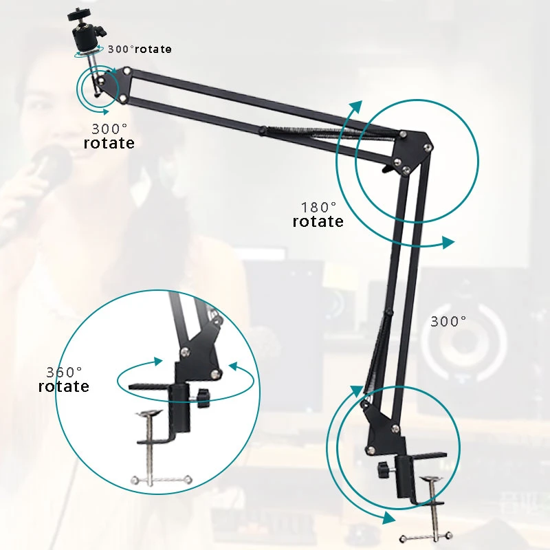 360 Degree long Arm Stand Holder Compatible Mobile Phone Tablet Clip Photography Light /Phone Replacement | Электроника