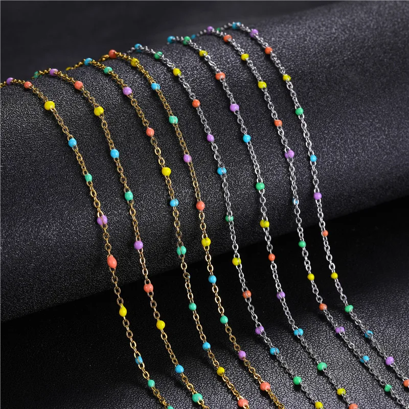 

JUYA 2021 New Mixcolor Chokers Necklaces Gold Silver Color Stainless Steel Chain Necklace For Pendants Handmade Jewelry Findings