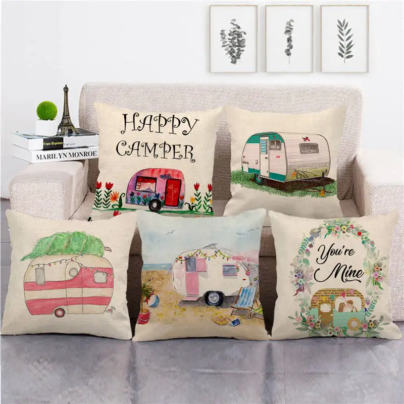 Оптовая продажа наволочка Rv and hello sunshine дизайн Чехол для подушки