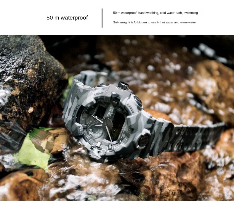 

best selling 2021 Outdoor Sports Waterproof Double Display LED Luminous Men's Electronic Watch