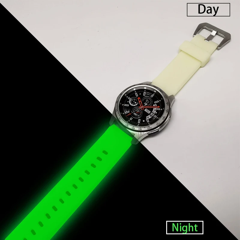 Ремешок спортивный светящийся для Samsung Galaxy Watch 46 мм Gear S3 22 мягкий резиновый