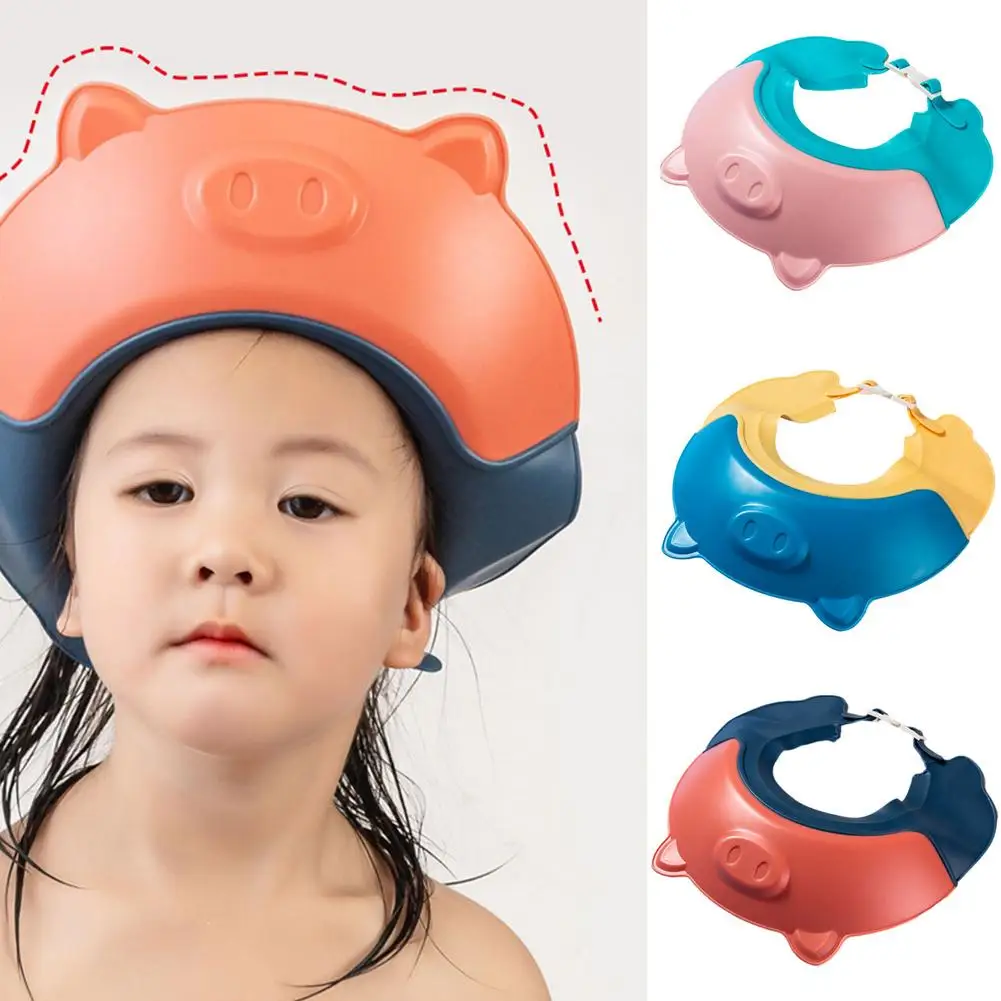 Gorro de ducha ajustable para beb&eacute;, gorro de silicona para champ&uacute; seguro, protector de ba&ntilde;o suave para beb&eacute;-0
