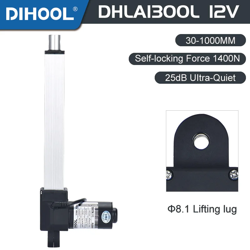

12V DC Motor Controller Motion Drive 1400N Actuator 250mm 550mm 650mm Stroke Electric Table Lift Reciprocating Platform Silence