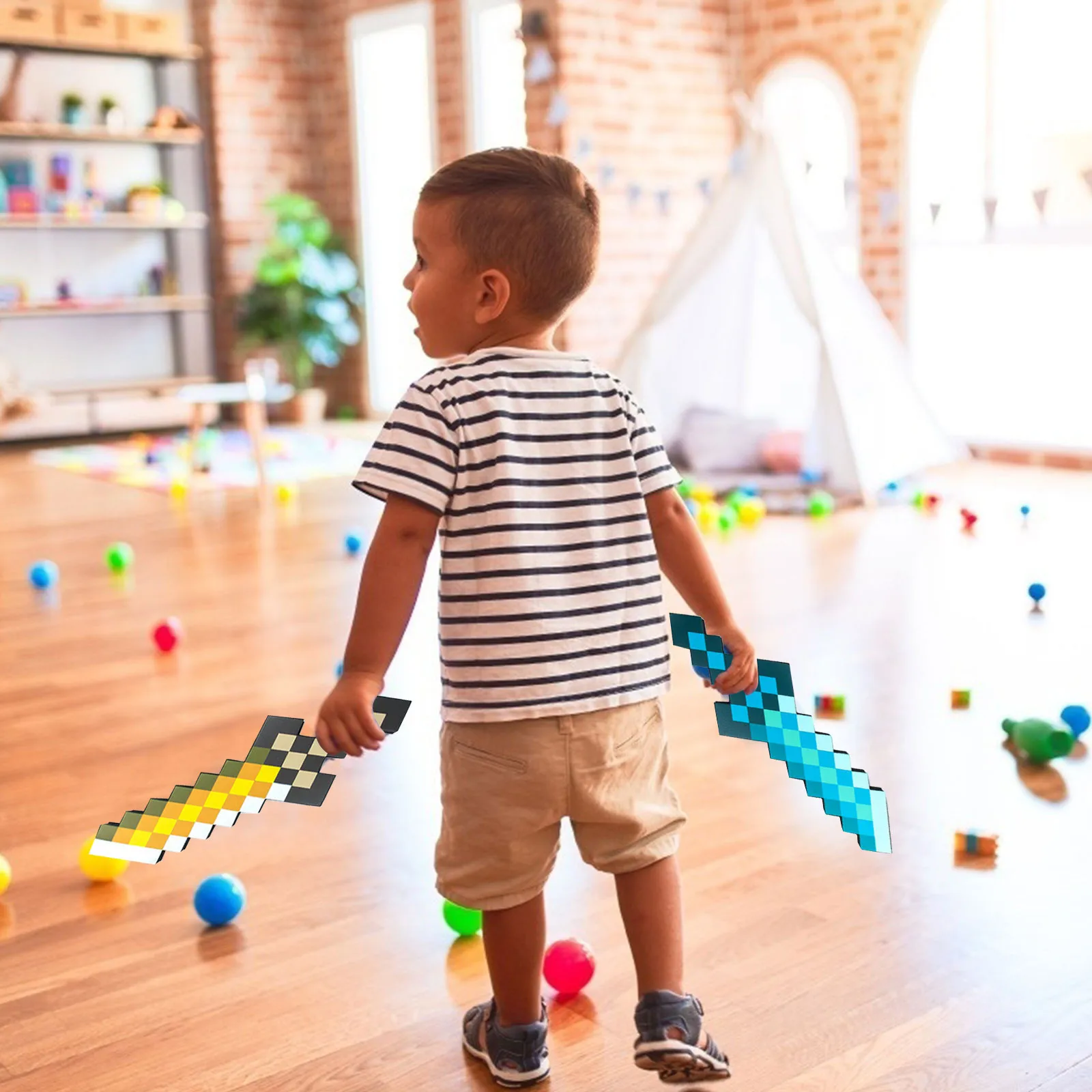 Популярный дизайн синий Алмазный меч мягкая игрушка из вспененного