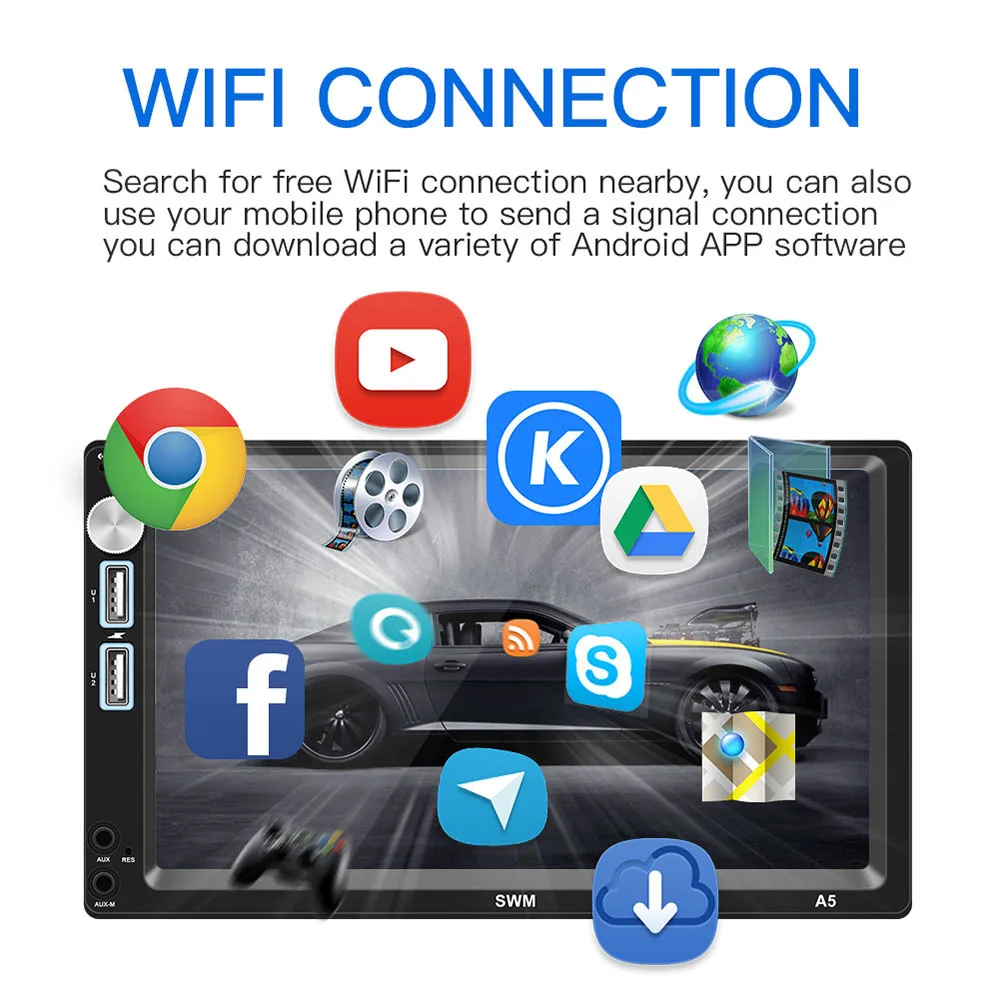 Автомагнитола AMPrime 2Din на Android 7 &quotHD плеер GPS Wi Fi мультимедийный проигрыватель MP5