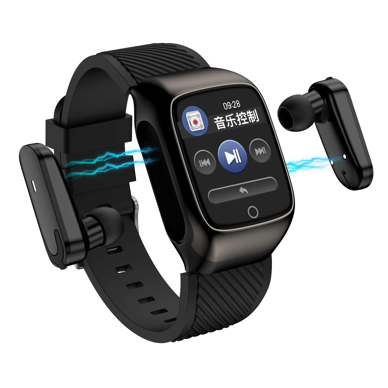 2 в 1 умные часы TWS наушники Bluetooth BT5.0 Спортивный Браслет фитнес трекер монитор