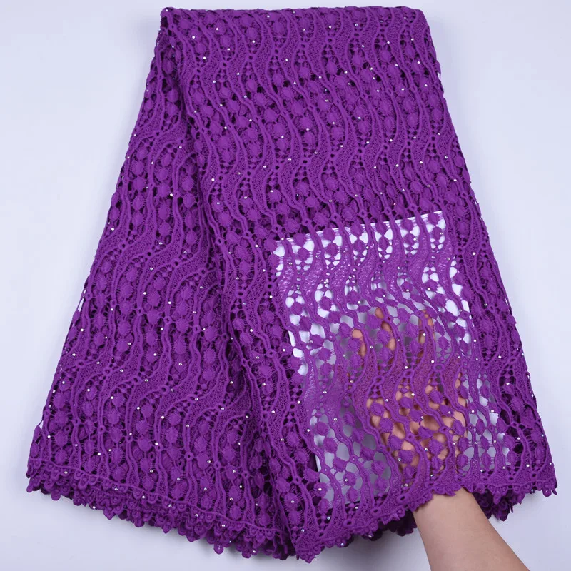 Лидер продаж желтый Африканское сухое кружево ткань с камнями гипюрная