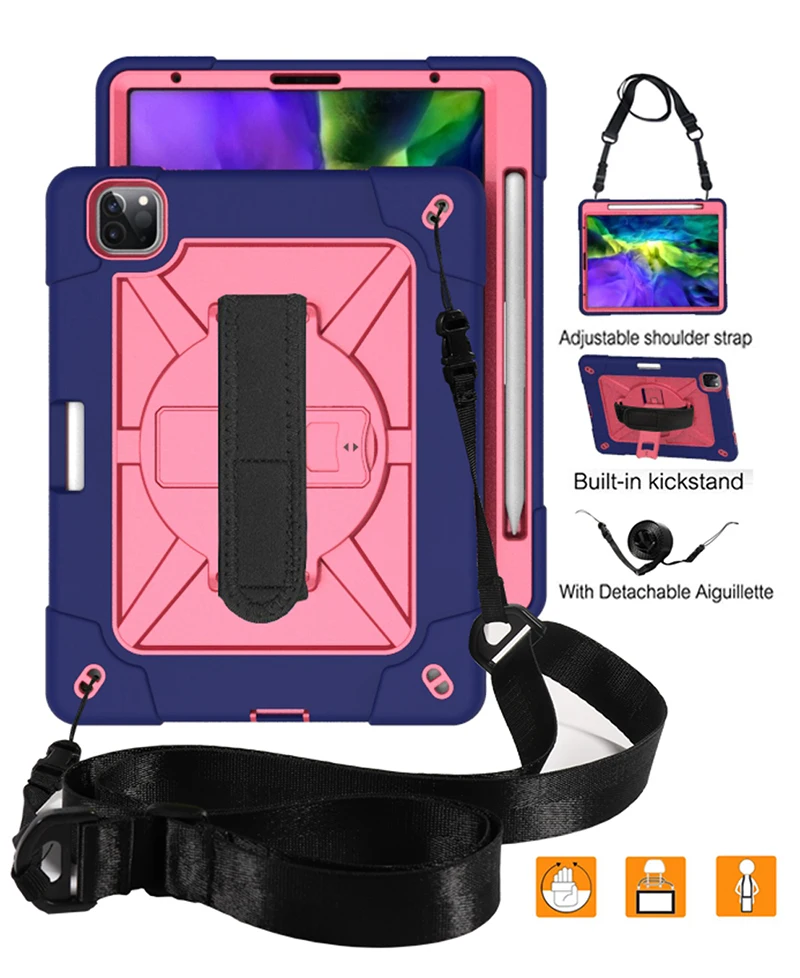 

Kids Safe Shockproof Case for iPad Pro 11 2020 Durable Back Cover with Shoulder and Hand Strap for iPad Pro 11 2018 Case