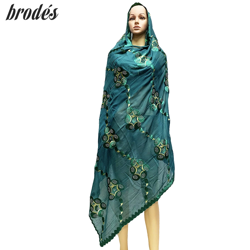 

African Women Cotton Embroidered Scarf Large Size 200*100cm Shawl Outdoor Headscarf Muslim Fashion Hijabs Sacrf LH177