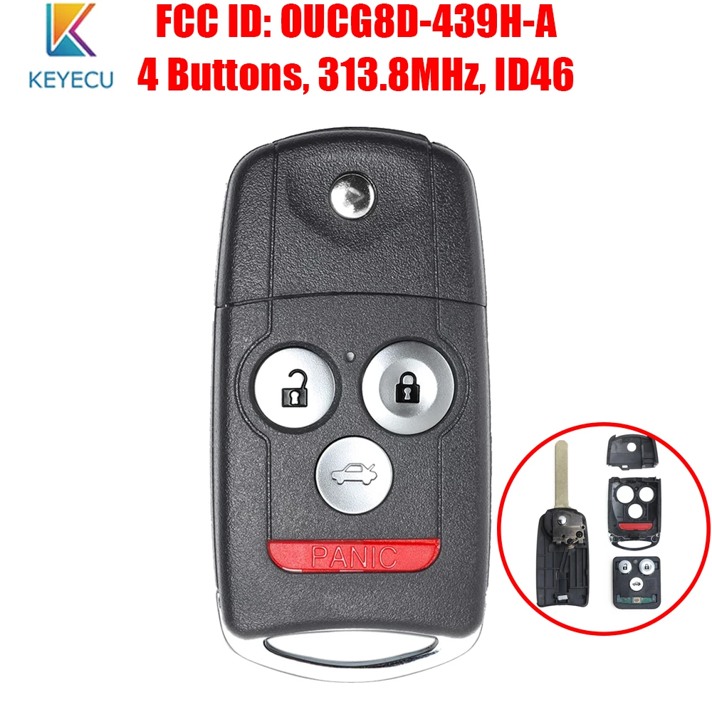 KEYECU для Acura TL 2007 2008 сменный складной дистанционный ключ брелок 3 + тревога 4 кнопки