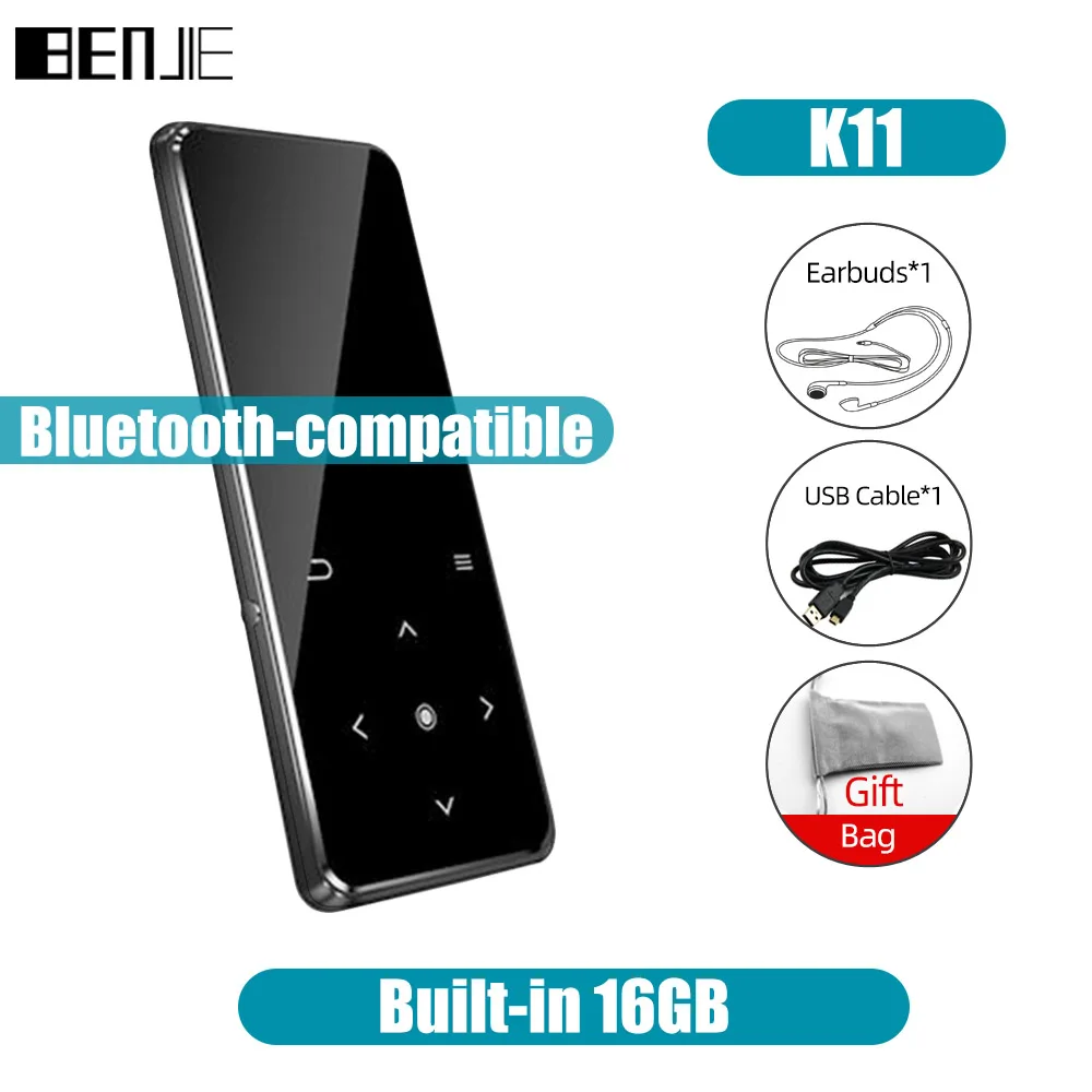 

BENJIE K11 HIFI Mp3 Music Player With Bluetooth 16GB Smart Touch Lossless Portable Audio Players Mini Walkman With FM Ebook