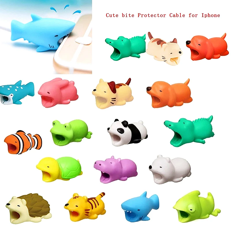 

USB Cable Protector Cable Cute Cartoon Animal Organizer Management For Phone Bite Protector Cable Winder Phone Holder Accessory