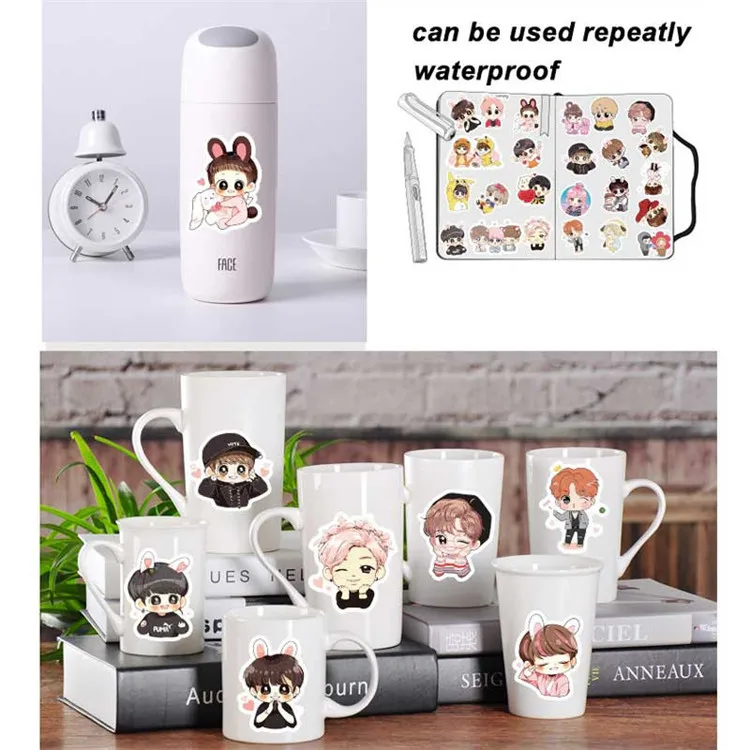 40 шт./компл. дети мультфильм водонепроницаемый Bangtan наклейки для мальчиков забавные Bangtan Expression наклейки девушка журнал бутылка Moble ноутбук
