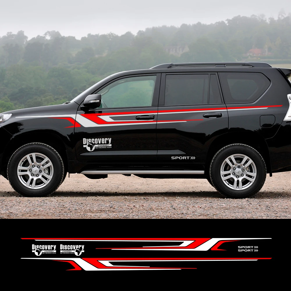 

2PCS Sport Car Door Waist Lines Stripes Vinyl Decal For Toyota Prado Land Cruiser Auto Body Door Side Decor Stickers Accessories