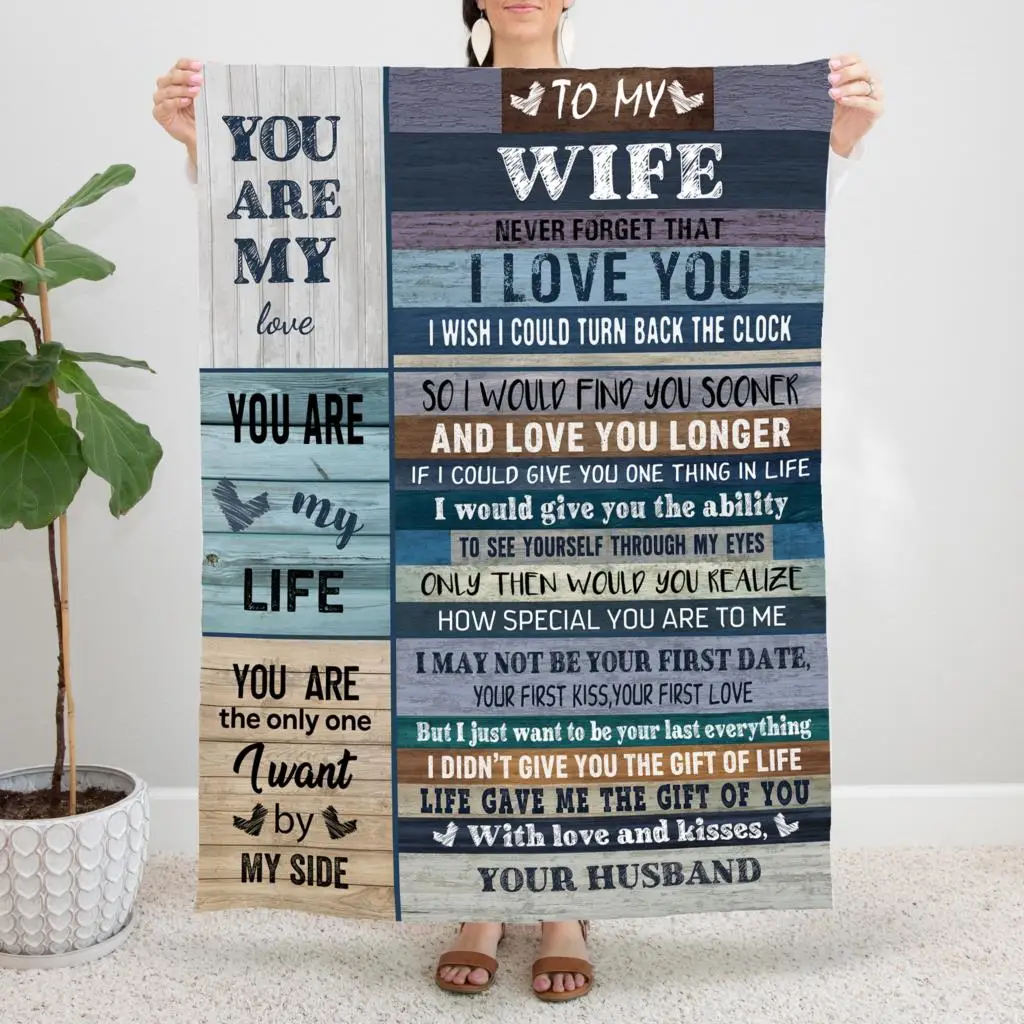 

To My Wife Gift From Husband You Are My Life Valentine's Day For Bedding Sofa And Travel Soft Throw Blankets for Home Bedspreads