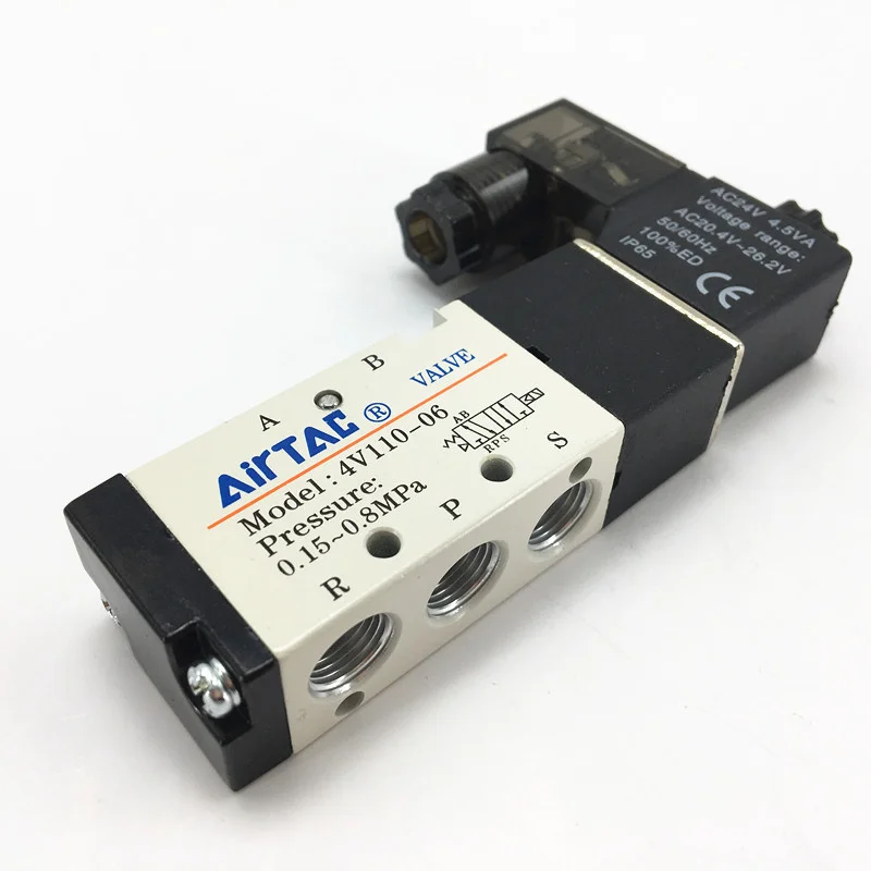 4V110-06 DC24V AC24V соленоидный воздушный клапан 5 портов 2 положения пневматические компоненты электромагнитный клапан 4V Серия - Цвет: 4V110-06 AC24V